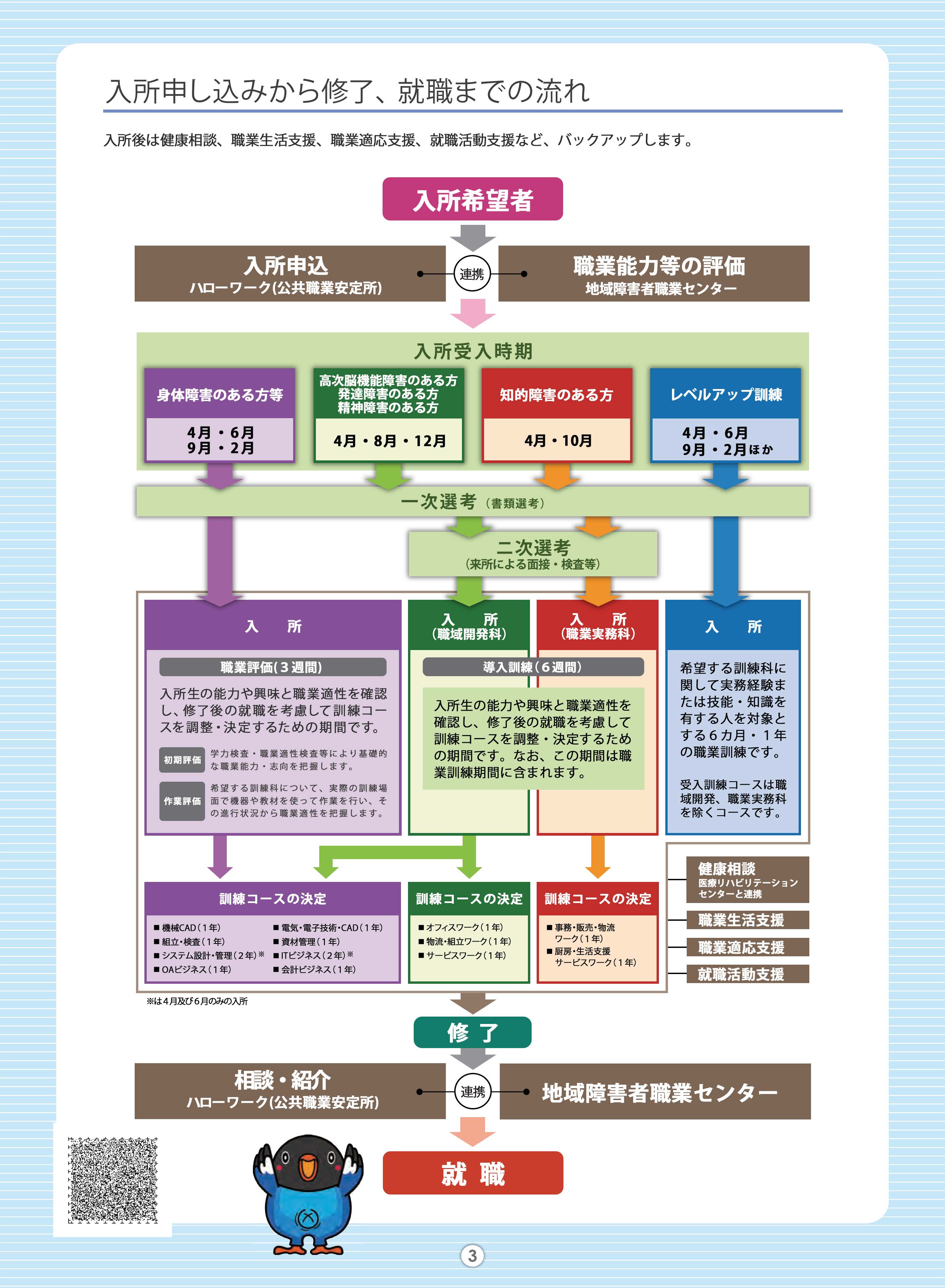 入所申し込みから修了、就職までの流れ